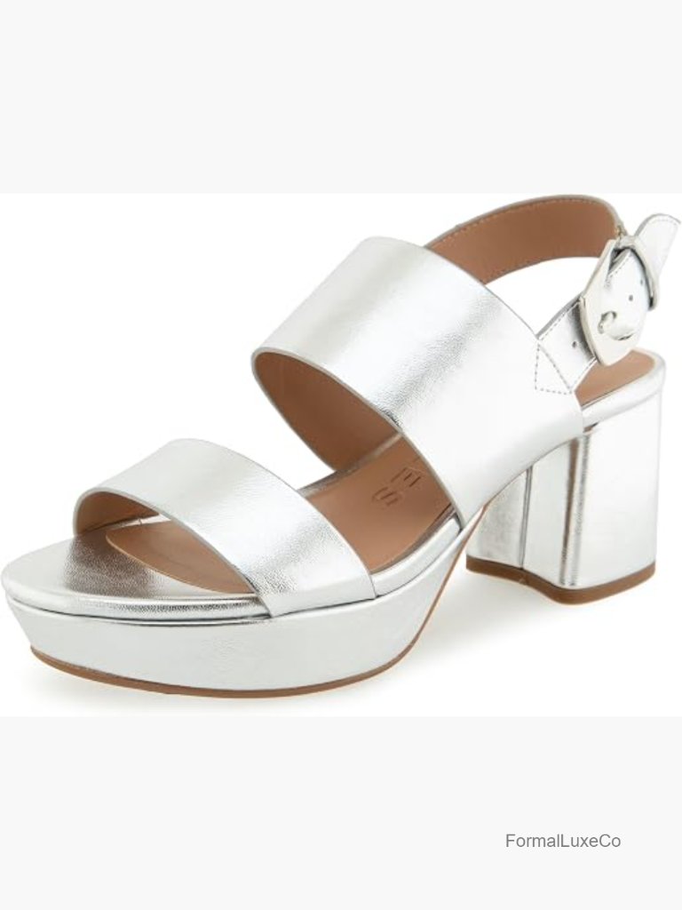 Platform Heeled Sandals With Memory Foam Insole, Buckle Closure, Open Toe,
